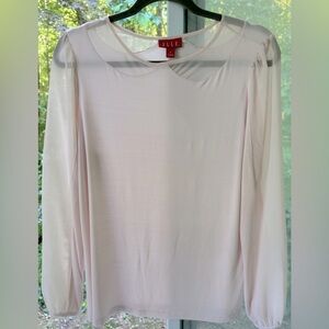 ELLE Soft Pink blouse size medium Sheer shoulder front & back Sheer front arms.
